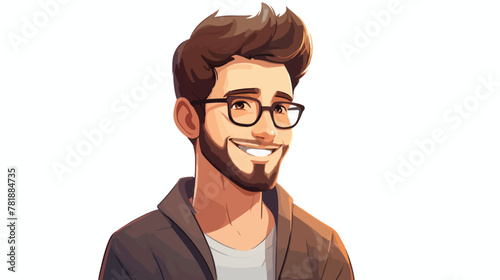 Portrait male with glasses image 2d flat cartoon va
