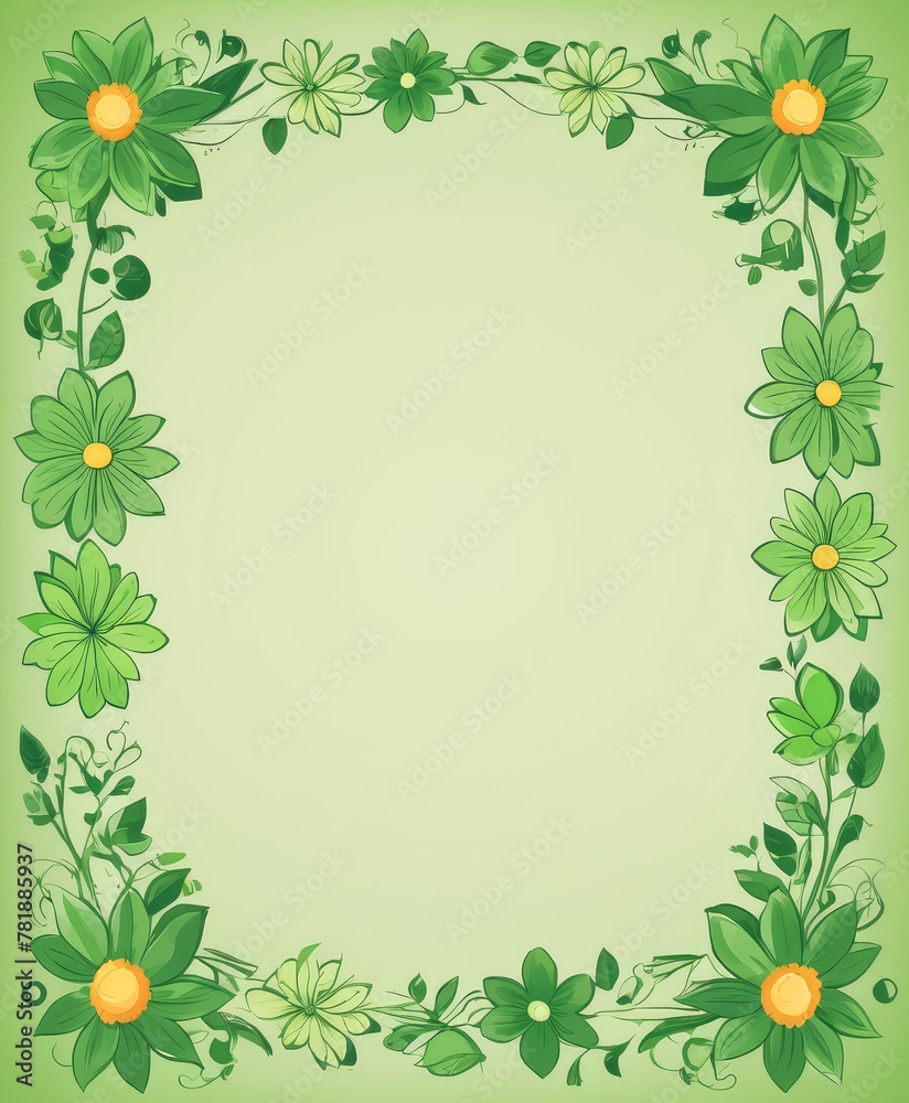 Obraz premium Immerse in nature's embrace with our green floral frame illustration. A canvas for your text or photo, bringing the freshness of the outdoors