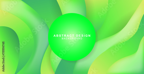 抽象的なグラデーションのある曲線と丸で組み合わせた緑色の背景素材