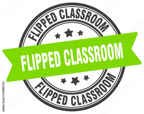 flipped classroom stamp. flipped classroom label on transparent background. round sign
