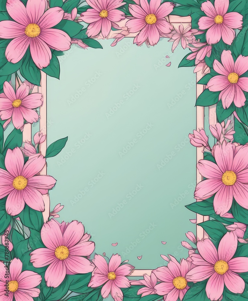 Embrace elegance with our hand-drawn pink floral frame illustration. A blank canvas awaits your text or photo Embrace elegance with our hand-drawn pink floral frame illustration. A blank canvas awaits your text or photo