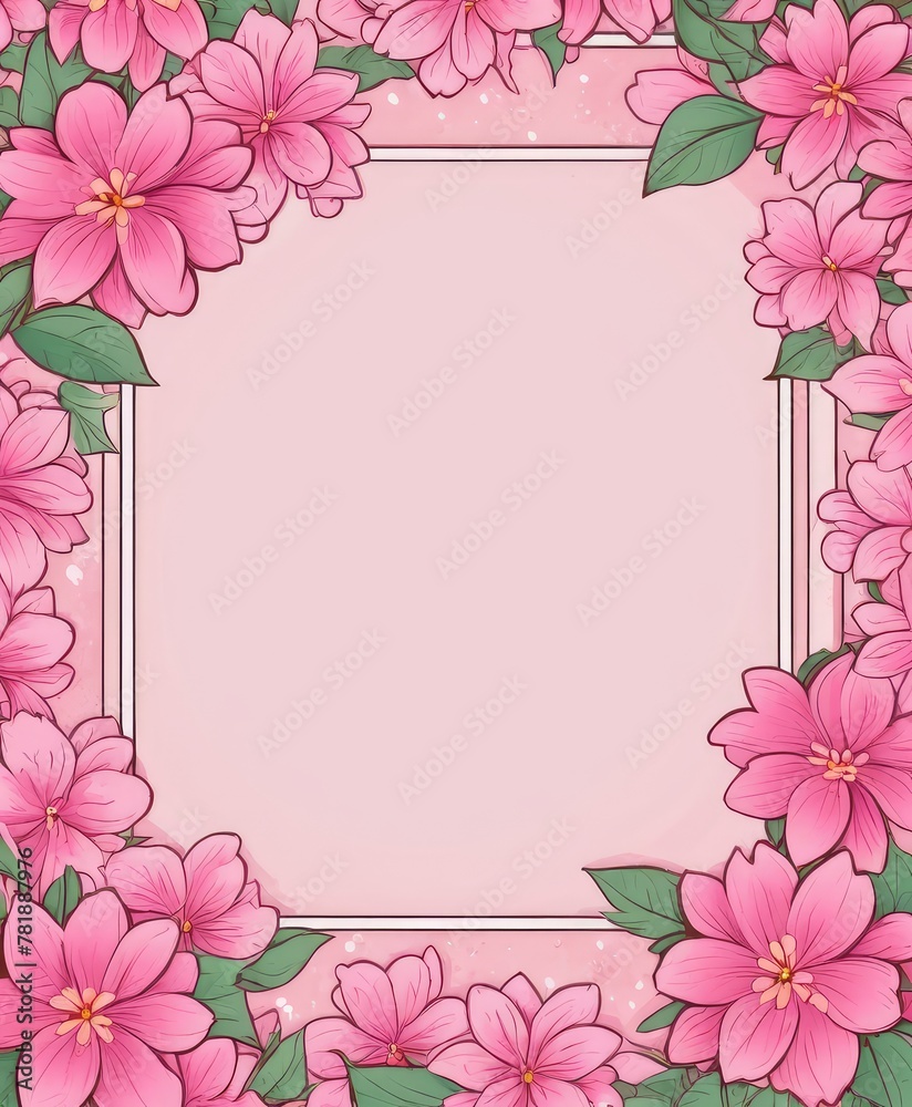 Embrace elegance with our hand-drawn pink floral frame illustration. A blank canvas awaits your text or photo Embrace elegance with our hand-drawn pink floral frame illustration. A blank canvas awaits your text or photo