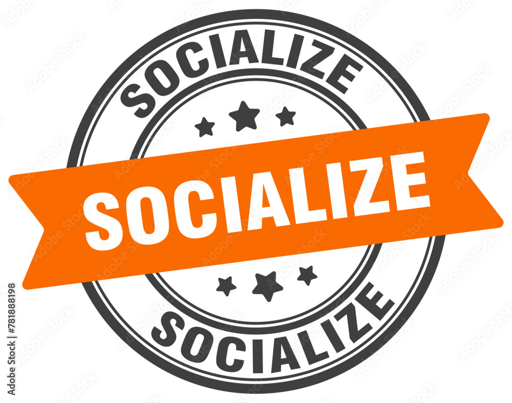 socialize stamp. socialize label on transparent background. round sign