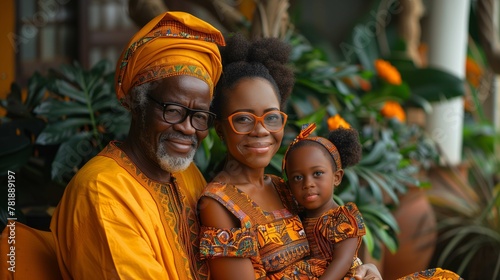 Multigenerational African Family in Traditional Clothing