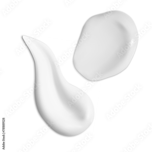 Cosmetic cream smear. Facial skin lotion stroke. White gel swirl, realistic dripped sample of make-up foundation. Body care product smudge. Brush stroke vector illustration