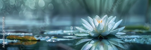 Blossoming Serenity A Flower Amidst Drops of Water Generative AI