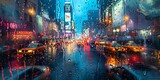 Urban Rain A Cityscape Through Drops Generative AI