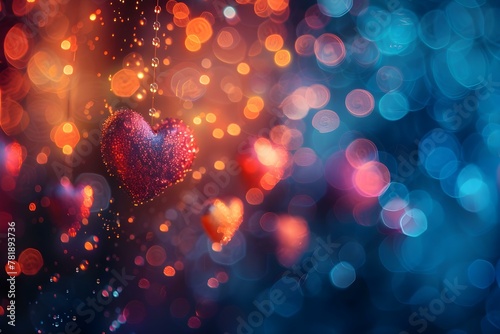 Love's Glow: A Heart Bokeh Dream. Concept Romantic Couples, Heart-shaped Bokeh, Dreamy Backgrounds, Love-themed Photography