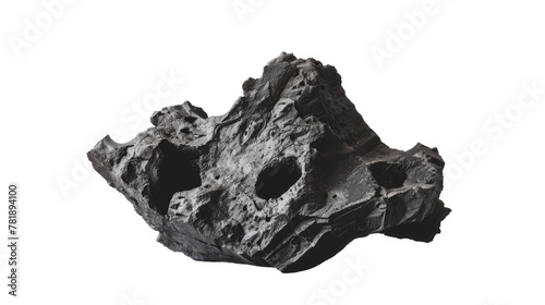 Jagged Volcanic Rock With Holes on White Background