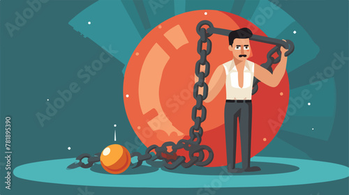 Prisioner with chain and ball icon vector illustrat photo