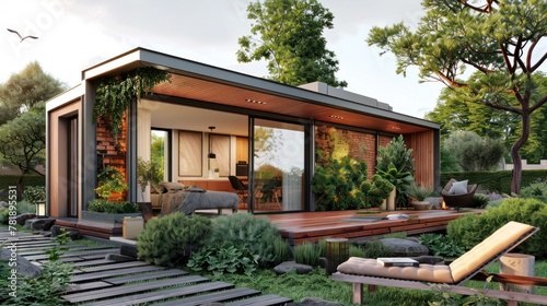 small house with a rooftop garden or terrace to provide additional outdoor living space 