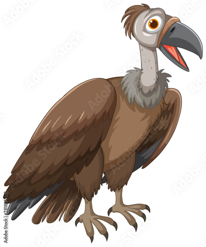 Colorful vector illustration of a cartoon vulture