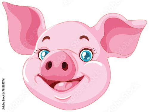 Vector graphic of a smiling pink pig's face