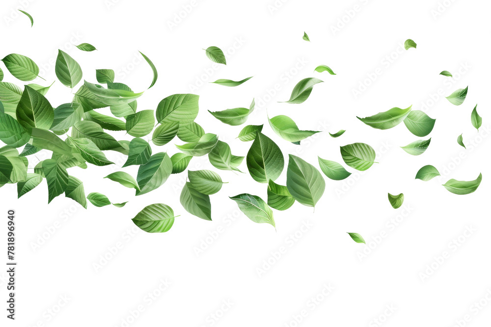 Naklejka premium Cluster of Green Leaves Floating in the Air
