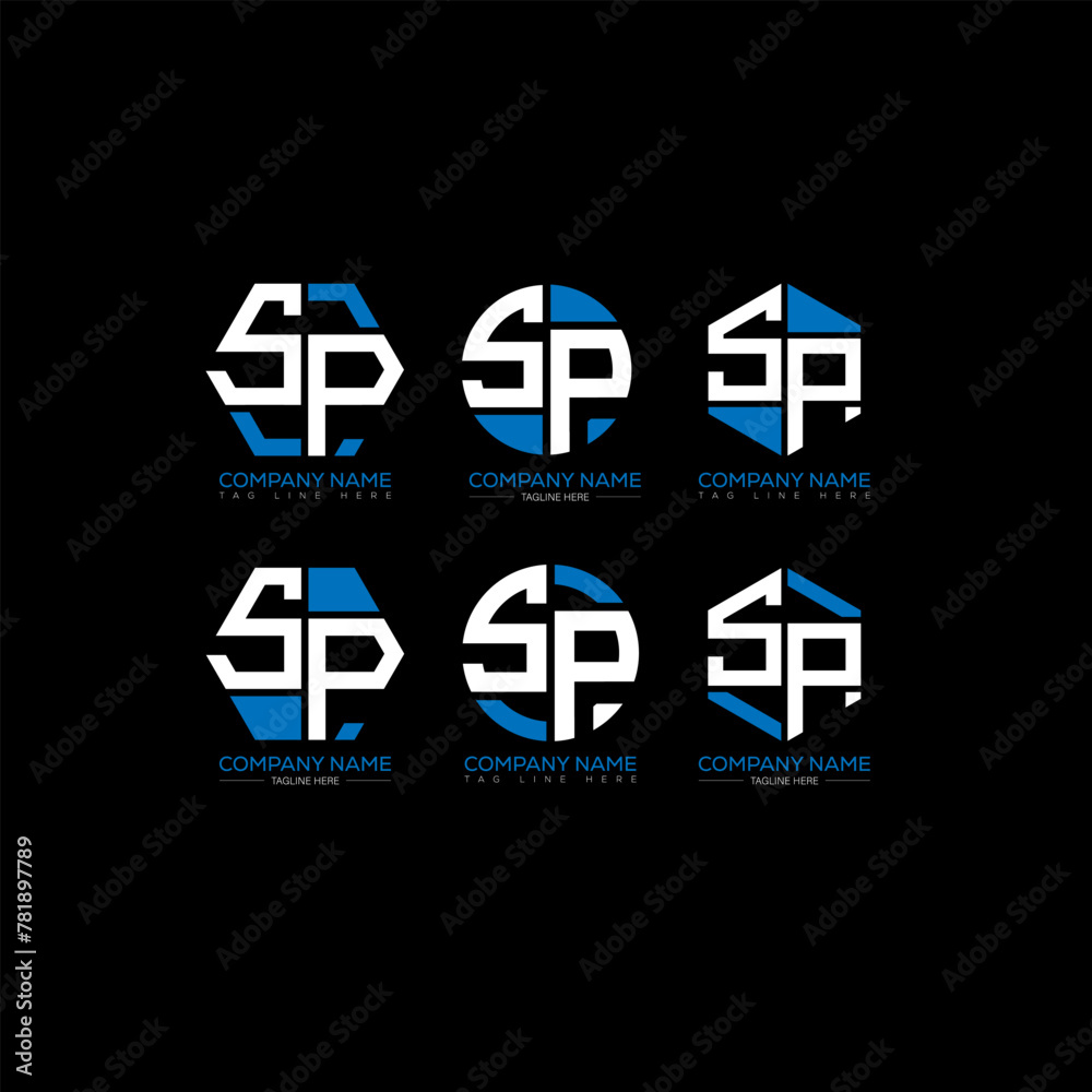 SP minimalist and classic logo set design.SP monogram polygonal and circle shape vector. SP unique design. SP minimalist and classic logo set design.SP monogram polygonal and circle shape vector. SP unique design.