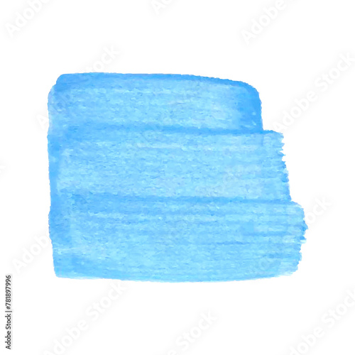 Acrylic blue texture brush stroke hand drawing, isolated on white background.
