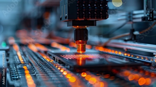 Advanced semiconductor production line in action, showcasing chip manufacturing
