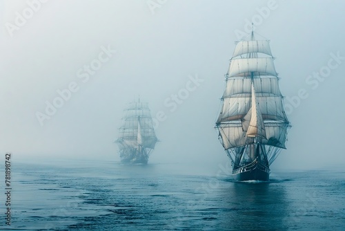 Ships sailing toward the horizon, metaphor for companies venturing into new markets