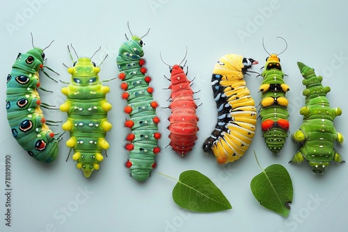 The fascinating journey from caterpillar to butterfly, illustrated in natural stages © Atchariya63
