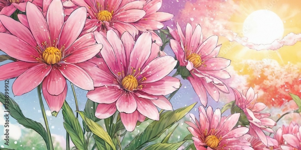 Beautiful pink chrysanthemum flowers.