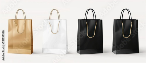 An elegant presentation of a set of blank paper shopping bags mockup