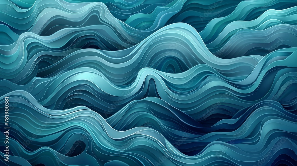Fototapeta premium Abstract Patterns: A vector illustration of flowing, wave-like patterns in cool