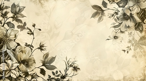Floral Borders: A vector illustration of a retro border with floral elements