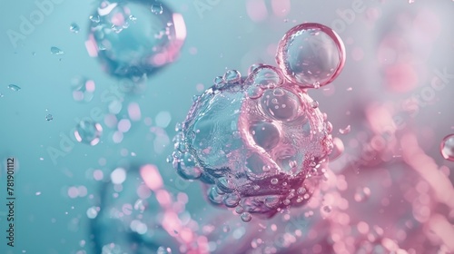 Close-up view of vibrant pink water bubbles creating a dynamic and refreshing abstract texture.
