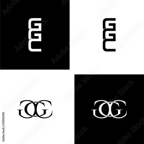ggc lettering initial monogram logo design set