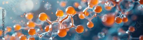 Molecular Structure Close-Up with Orange Highlights