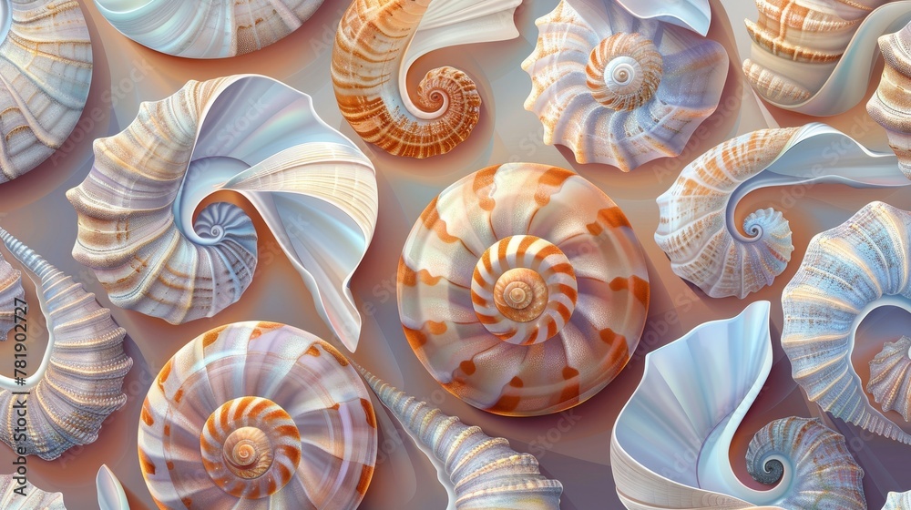 Nature Patterns: A vector illustration of patterns in seashells Nature Patterns: A vector illustration of patterns in seashells