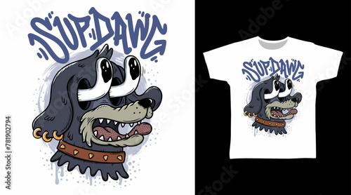 Dog Monster Illustration Tshirt Cartoon Designs. © Clushy