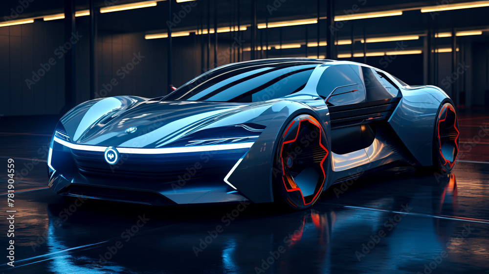 Blue Light Dreams Stunning Futuristic Electric Cars with Angular Lines in Photo Realism