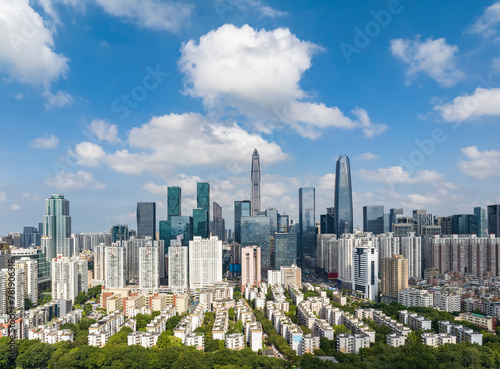 Aerial view of Skyline in Shenzhen city in China photo