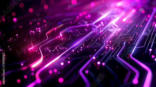 Electric Dreams: Vector Art in Black and Purple with 3D Dimensions and LED Straight Lines