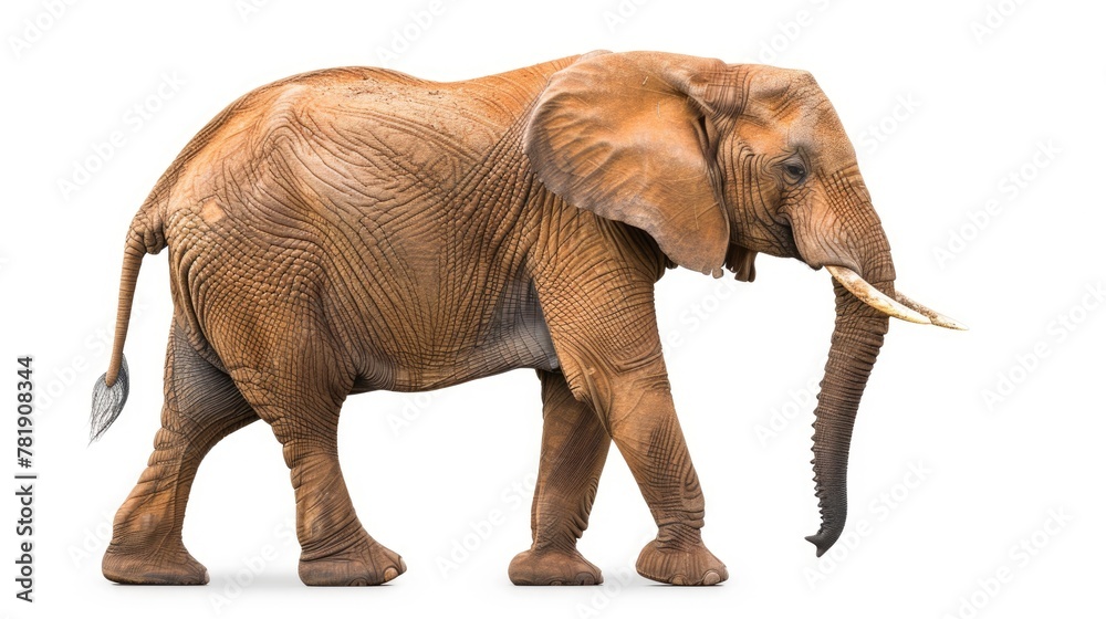 Isolated Studio Shot of African Elephant Walking in Nature | Wildlife Safari and Zoo Animal Concept