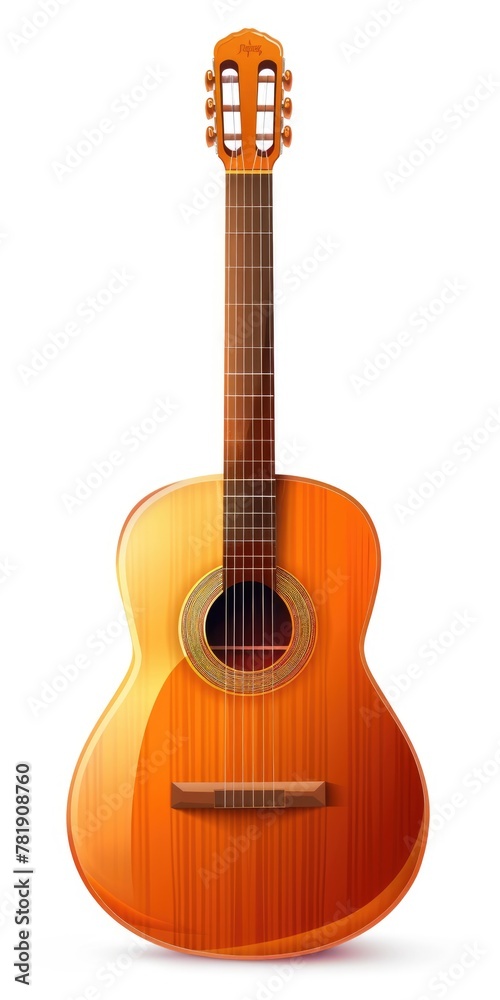 Obraz premium Old Country Acoustic Guitar Object Isolated on White Retro Background for Music Decoration