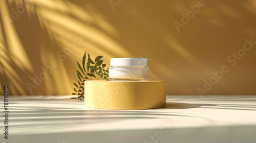 High-resolution product photography of white cream in clear cosmetic bottle on simple background, perfect for studio cuts.
