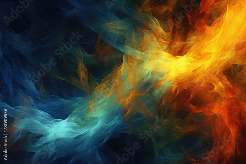 Abstract Fire and Ice Convergence Digital Artwork