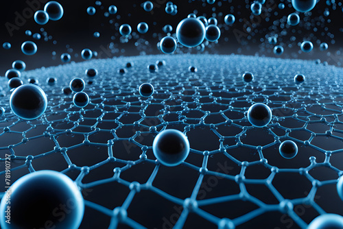 Future of technology with nanotechnology backdrop, featuring intricate molecule .3D illustration in medical research and biochemical, ideal for banners, web design, and futuristic templates. photo