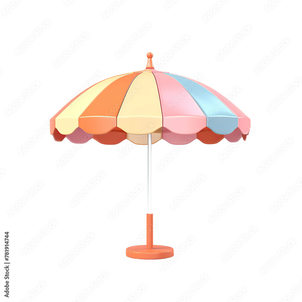 Beach umbrella, 3D style, isolated on blank background. Beach umbrella, 3D style, isolated on blank background.
