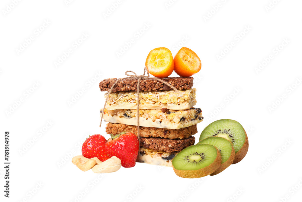 PNG,Granola Bars with fresh fruit, isolated on white background PNG,Granola Bars with fresh fruit, isolated on white background