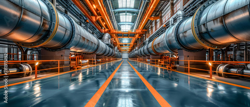 Array of industrial Pipes in and around Buildings Wallpaper Cover Background Brainstorming