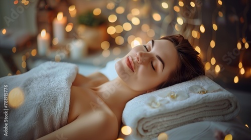 Relax, spa and woman with wellness, massage and luxury treatments with stress relief, smile and joy, zen and self care
