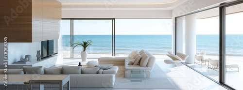 Luxurious Modern Beachfront Living Room Interior