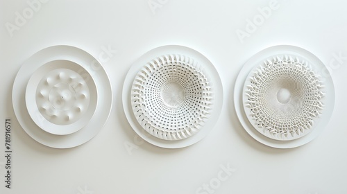 Abstract White Circular Wall Decor Trio Display