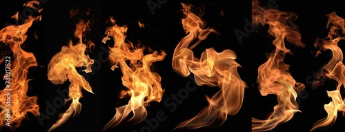 Fiery Abstract Forms Dancing on Black Background