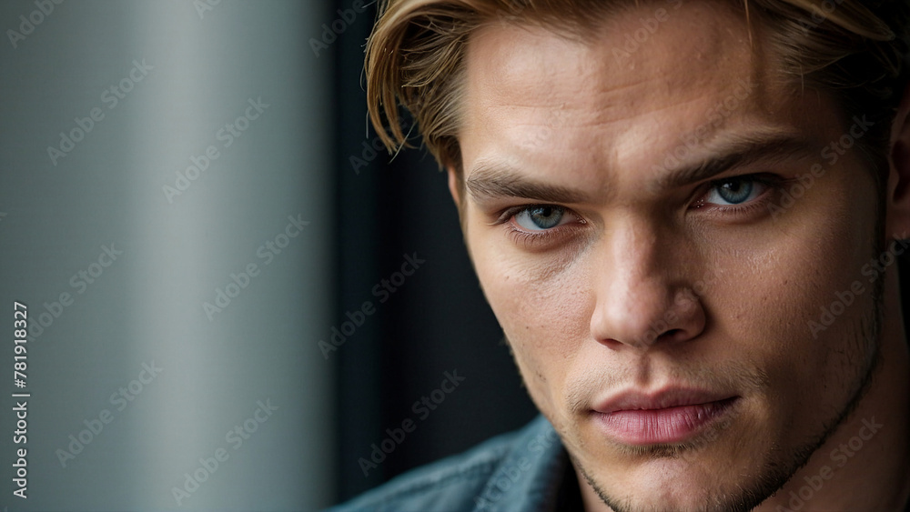Generative AI illustration, handsome young mixed race man closeup portrait Generative AI illustration, handsome young mixed race man closeup portrait