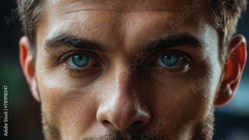 Generative AI illustration, handsome young mixed race man closeup portrait
