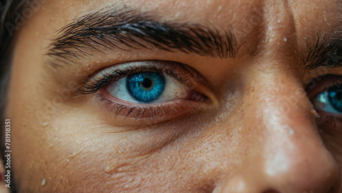 Generative AI illustration, handsome young mixed race man closeup portrait